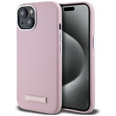 Karl Lagerfeld FW Metal Plate MagSafe iPhone 15 Case - Pink