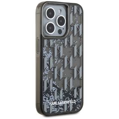 Karl Lagerfeld Liquide Glitter Monogram Gradient iPhone 15 Pro Max Case - Black-thumb-3