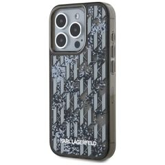 Karl Lagerfeld Liquide Glitter Monogram Gradient iPhone 15 Pro Max Case - Black-thumb-1