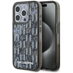 Karl Lagerfeld Liquide Glitter Monogram Gradient iPhone 15 Pro Max Case - Black