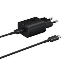 Samsung 25W EP-TA800EBE USB-C Wall Charger with Samsung EP-DA705BBE USB-C / USB-C Cable Replacement Pack - Black