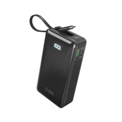 Powerbank SBS 10000 mAh 20W with built-in USB-C cable and digital display - black