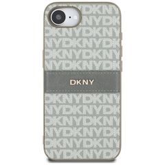 DKNY Repeat Texture Pattern with Tonal Stripe iPhone 16e Case - Beige-thumb-2