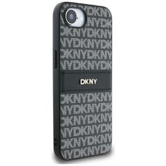 DKNY Repeat Texture Pattern with Tonal Stripe case for iPhone 16e - black-thumb-3