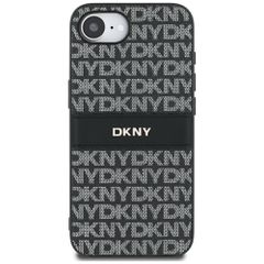 DKNY Repeat Texture Pattern with Tonal Stripe case for iPhone 16e - black-thumb-2