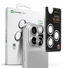 AmazingThing AR Aluminum 3 Lens Glass with Camera Lens Frame for iPhone 16 Pro / 16 Pro Max - Silver