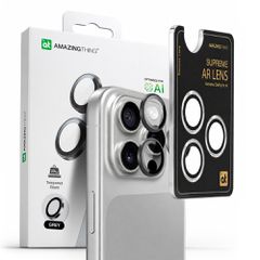 AmazingThing AR Aluminum 3 Lens Glass with Camera Lens Frame for iPhone 16 Pro / 16 Pro Max - Black