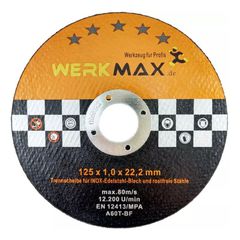Δίσκοι Κοπής Μετάλλου Werkmax 125 mm x 1,0 mm Ατσάλι, Inox, Λαμαρίνα