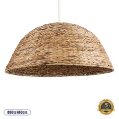 Φωτιστικό κρεμαστό Boho μονόφωτο 1 x E27 με διάσταση Φ90 x Υ40cm καφέ υδρουάκινθος πλέγμα καμπάνα IP20