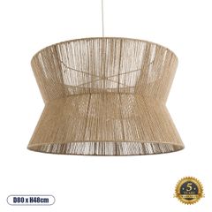 Φωτιστικό Boho κρεμαστό με πλέγμα μονόφωτο 1 x E27 IP20 μπεζ σχοινί & διάσταση Μ80xΠ80xΥ48cm