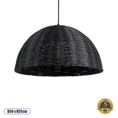 Φωτιστικό κρεμαστό Boho Μοntana μονόφωτο 1 x E27 διάσταση Φ50xΥ25cm μαύρο μπαμπού πλέγμα καμπάνα