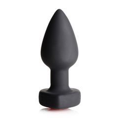28X Silicone Vibrating Red Heart Anal Plug with Remote - Small