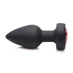 28X Silicone Vibrating Red Heart Anal Plug with Remote - Small-thumb-2