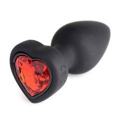 28X Silicone Vibrating Red Heart Anal Plug with Remote - Small-thumb-5