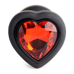 28X Silicone Vibrating Red Heart Anal Plug with Remote - Small-thumb-3