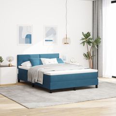 Κρεβάτι με ελατήρια Σκούρο Μπλε 140 x 200 cm Βελούδο 3339180