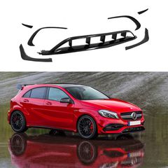 Splitters Μπροστινού Προφυλακτήρα Για Mercedes-Benz A-Class W176 15-18 Facelift Amg Line Έκδοση Γυαλιστερό Μαύρο 7 Τεμάχια