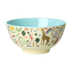Rice - Melamine Bowl with Fun Fair Print - Mint - Medium / Baby and Children