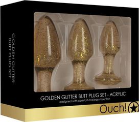 Acrylic Goldchip Butt Plug Set - Gold-thumb-1