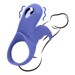 Vibrating Cockring with Clit Stimulation - Tamiya Blue-thumb-3