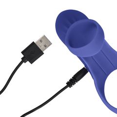 Vibrating Cockring with Clit Stimulation - Tamiya Blue-thumb-8