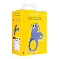 Vibrating Cockring with Clit Stimulation - Tamiya Blue-thumb-2