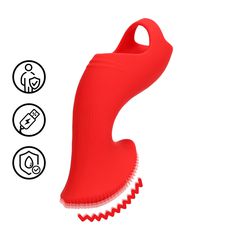 Textured Finger Vibrator - Sunrise Red-thumb-1