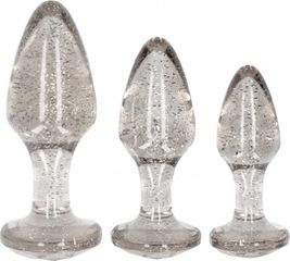 Acrylic Goldchip Butt Plug Set - Silver-thumb-2