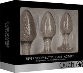 Acrylic Goldchip Butt Plug Set - Silver-thumb-5