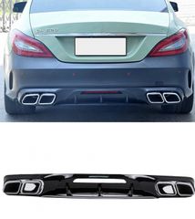 ΠΙΣΩ ΣΠΟΙΛΕΡ Rear Bumper Diffuser with Exhaust Muffler Mercedes CLS Sedan W218 Sport Line (2011-2017)
