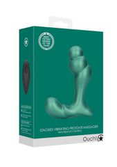 Stacked Vibrating Prostate Massager with Remote Control - Metallic Green-thumb-5