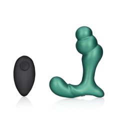 Stacked Vibrating Prostate Massager with Remote Control - Metallic Green-thumb-3