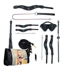 Ouch Venice Collection -Bondage Kit with Bag - Black-thumb-5