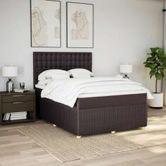 Κρεβάτι Boxspring με Στρώμα Σκούρο Καφέ 160x200 εκ Υφασμάτινο