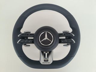 Mercedes-Benz τιμόνι γνήσιο καινούριο AMG performance με distronic και δερμάτινο αερόσακο για W213 facelift, W177 facelift, ταιριάζει και σε άλλα παλαιότερα μοντέλα της Mercedes