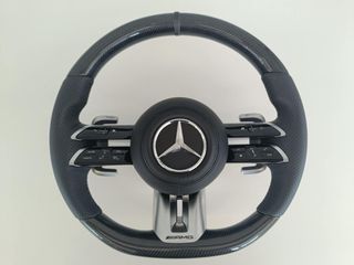 Τιμόνι Mercedes-Benz γνήσιο καινούργιο, AMG performance carbon με distronic και δερμάτινο αερόσακο για W213 facelift, W177 facelift, ταιριάζει και σε άλλα παλαιότερα μοντέλα της Mercedes