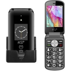 NSP 2700DS (8324000) Μαύρο κινητό τηλέφωνο Flip 2G με πλήκτρα, Dual SIM, Camera, Bluetooth, USB, micro-SD, FM, 2.8”, SOS και βάση φόρτισης.( 3 άτοκες δόσεις.)