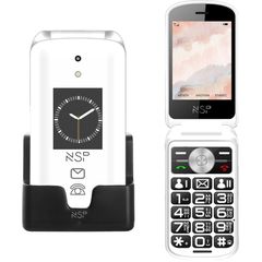 NSP 2700DS (8353000) Λευκό κινητό τηλέφωνο Flip 2G με πλήκτρα, Dual SIM, Camera, Bluetooth, USB, micro-SD, FM, 2.8”, SOS και βάση φόρτισης.( 3 άτοκες δόσεις.)