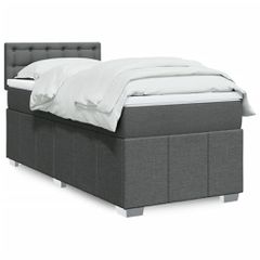 Κρεβάτι Boxspring με Στρώμα Σκούρο Γκρι 90x190 εκ. Υφασμάτινο
