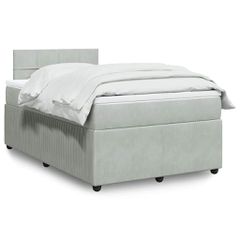 Κρεβάτι Boxspring με Στρώμα Ανοιχτό Γκρι 120x200 εκ. Βελούδινο