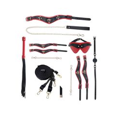Ouch Milan Collection -Bondage Kit with Bag - Black/Red