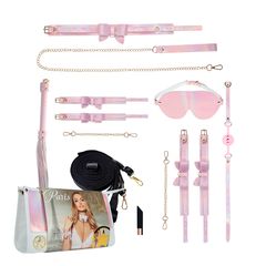 Ouch Paris Collection -Bondage Kit with Bag - Pink-thumb-3