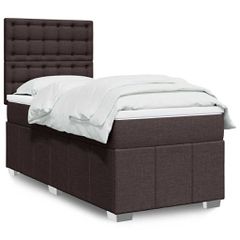 Κρεβάτι Boxspring με Στρώμα Σκούρο Καφέ 90x200 εκ. Υφασμάτινο