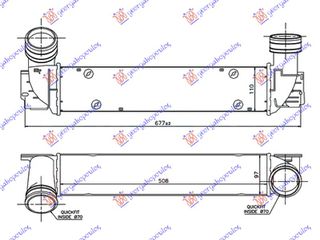 Ψυγείο Intercooler 3.0 (325d - 330d) Βενζίνη (510x100x105) (φ70 - 70) (17517800680) για BMW SERIES 3 (E90/91) SDN/S.W. 05-08