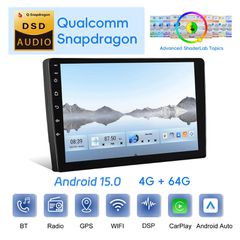 2Din Οθόνη 10" ANDROID| 4GB RAM + 64GB ROM | Snapdragon 460 | Ασύρματο CarPlay &  Android Auto | WiFi | DSP