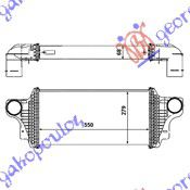 Ψυγείο Intercooler 4.0 (420 - 450cdi) Πετρέλαιο (550x280x64) (Παροχές Σφυγκτήρα Φ76) (1645000000) για MERCEDES ML (W164) 05-11