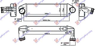 Ψυγείο Intercooler 3.0 Sd - xdrive (540x172x67)  (17113449191)   για BMW X3 (E83) 07-11