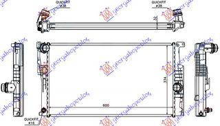 Ψυγείο Νερού (1.5 - 1.6 114i / 116i / 118i / 120i) Βενζίνη - (1.5 - 1.6 - 2.0 114d / 116d / 118d / 120d / 125d) Πετρέλαιο Αυτοματό (600x334x32)  (17117600516)   για BMW SERIES 1 (F21/20) 3/5D 15-19
