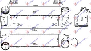 Ψυγείο Intercooler 2.0 (18i - 20i - 28i) Βενζίνη (508x127x106) φ 70 - 70 (17517540035)   για BMW Z4 (E89) 09-18