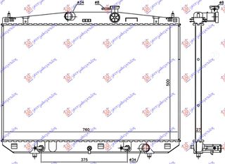Ψυγείο Νερού 3.5 350 / 450H Βενζίνη / HyBrid (500x760x27) (1640031A40) για LEXUS RX 15-20
